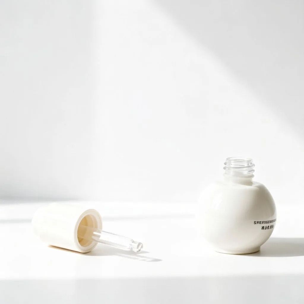 Pearl White Round Glass Essence Pump Bottle