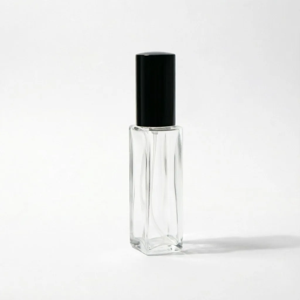 Mini Square Glass Perfume Bottle Collection with Black & Silver Caps