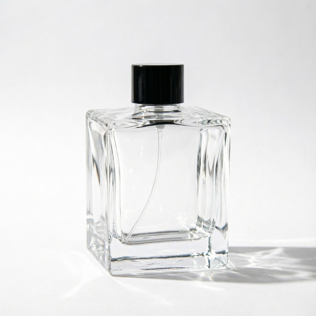 Square Clear Glass Reed Diffuser Bottle with Black Cap 200ml
