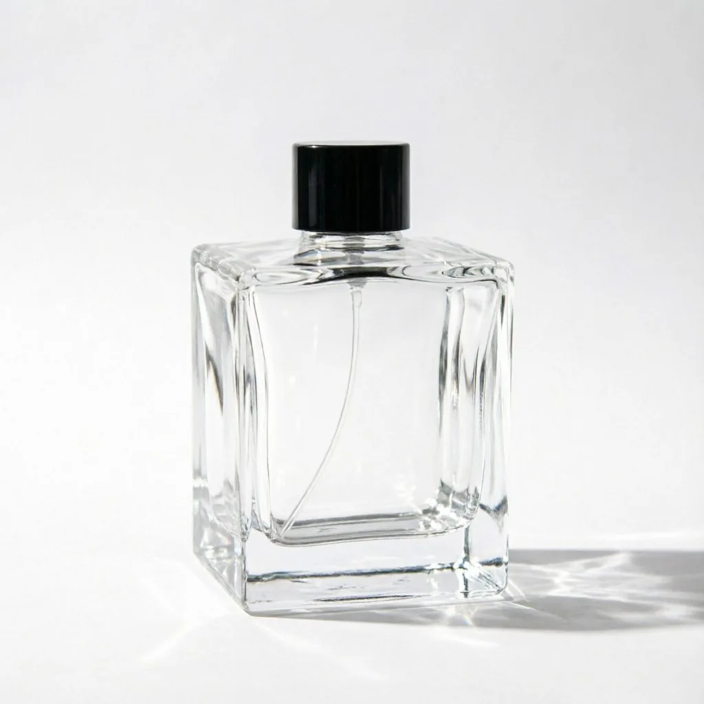 Square Clear Glass Reed Diffuser Bottle with Black Cap 200ml