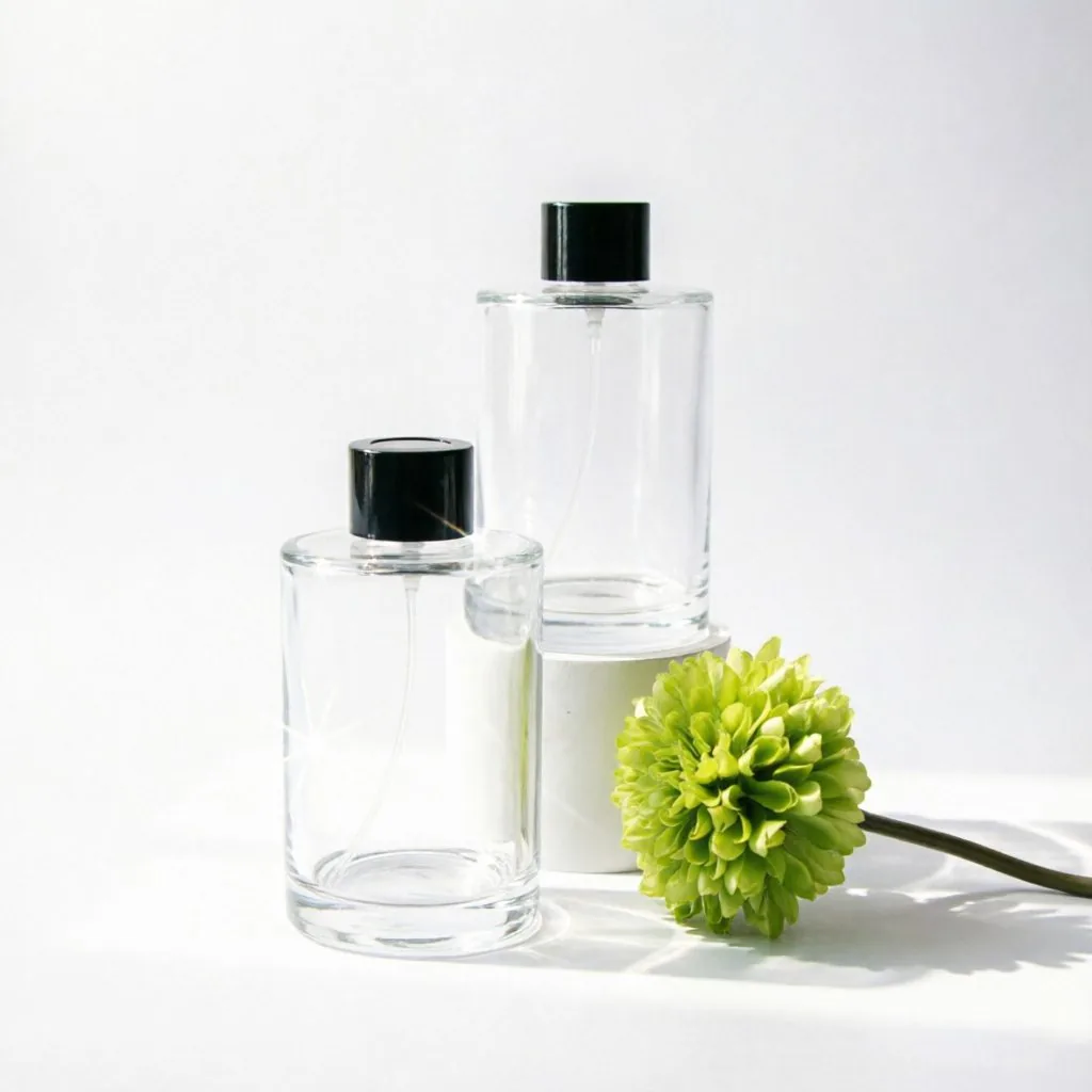 Round Clear Glass Reed Diffuser Bottle with Black Lid 175ml