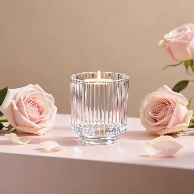 NS-L001 Vertical striped thick-bottomed glass candle cup