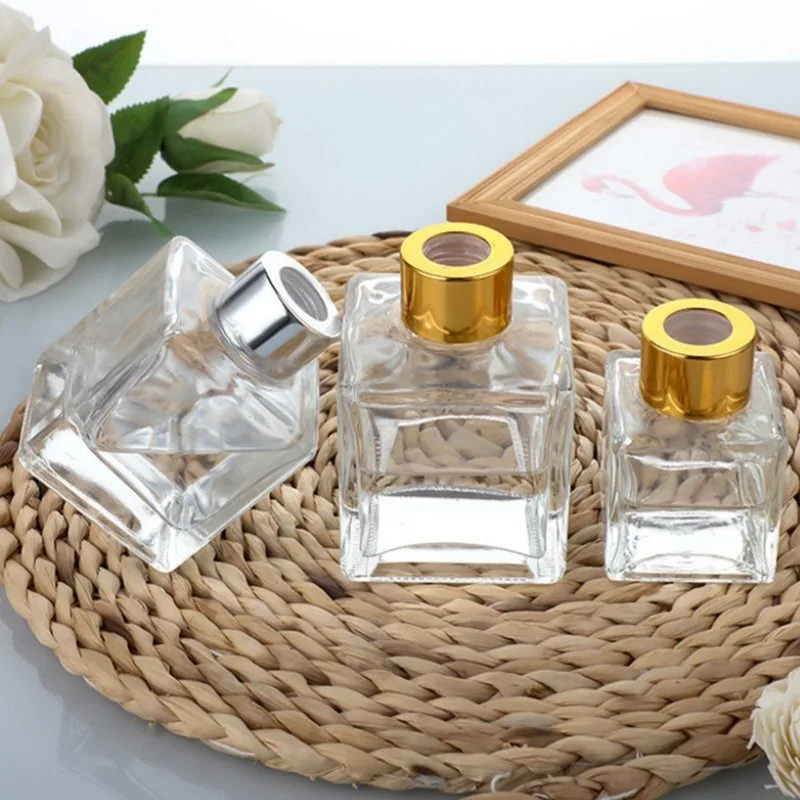 50 ml, 100 ml, 150 ml, 200 ml, 250 ml, luxuriöse Duftdiffusorflasche, transparent, quadratisch