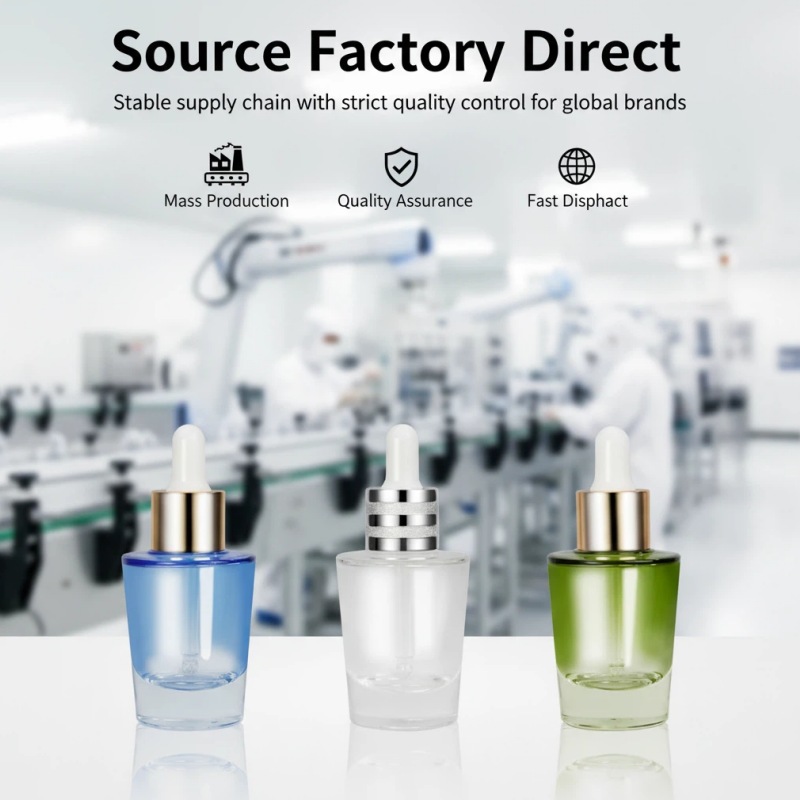 NS-D017 30ml/50ml Triangular Conical Glass Serum Bottle with Dropper