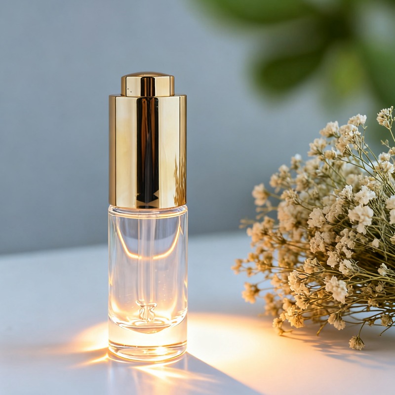 NS-D026 Wholesale 15ml Round Dropper Press Glass Bottle