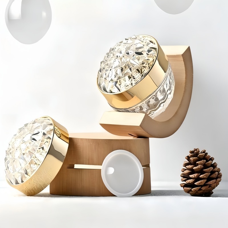 NS-M003 Screen Printing 50 ML Empty Glass Cream Container With Diamond Lid Luxury Jar Cosmetic