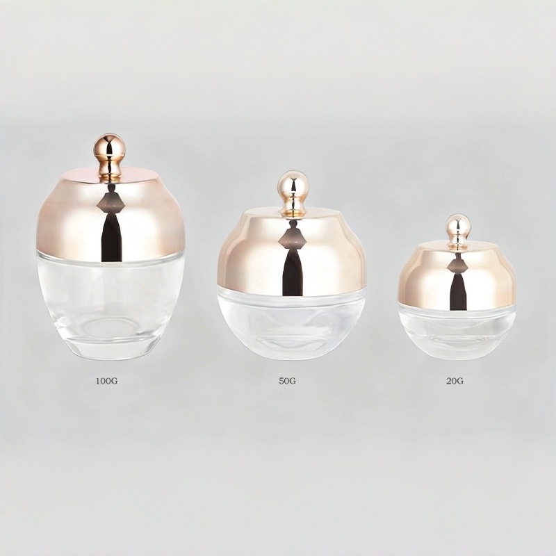 NS-M006 Luxurious 20g, 50g, 100g Facial Cream Jar for Eyes, Glass Jar with Gold Cap
