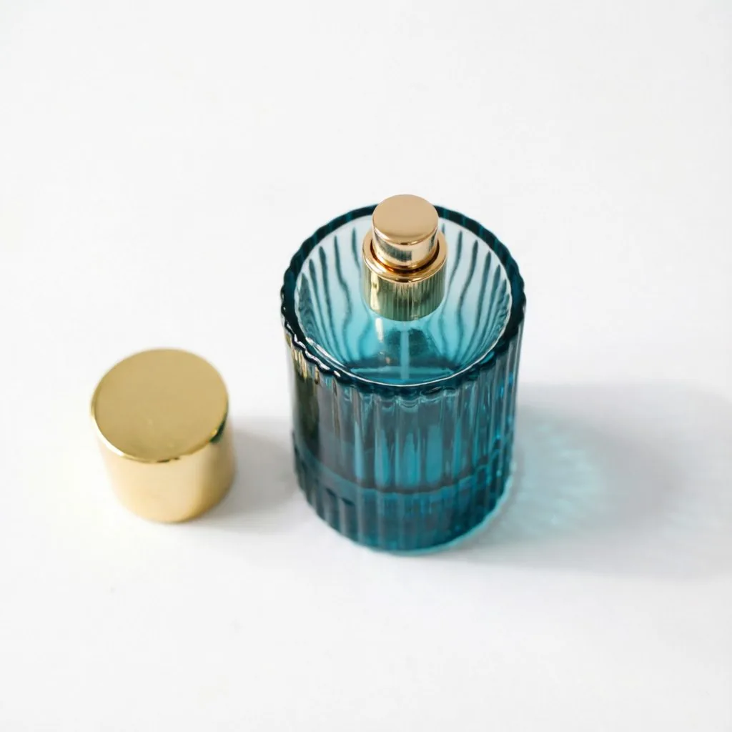 Clear Perfume Bottle with Gold Collar