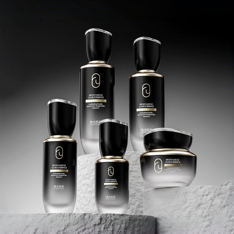 Champagne Gold Cylindrical Skincare Bottle Set 100ml 150ml 50g