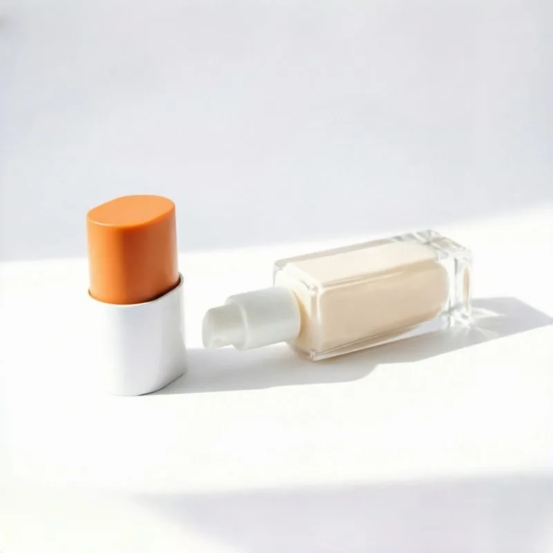 30ml Clear Cylindrical Glass Foundation Bottle with Orange Matte Cap