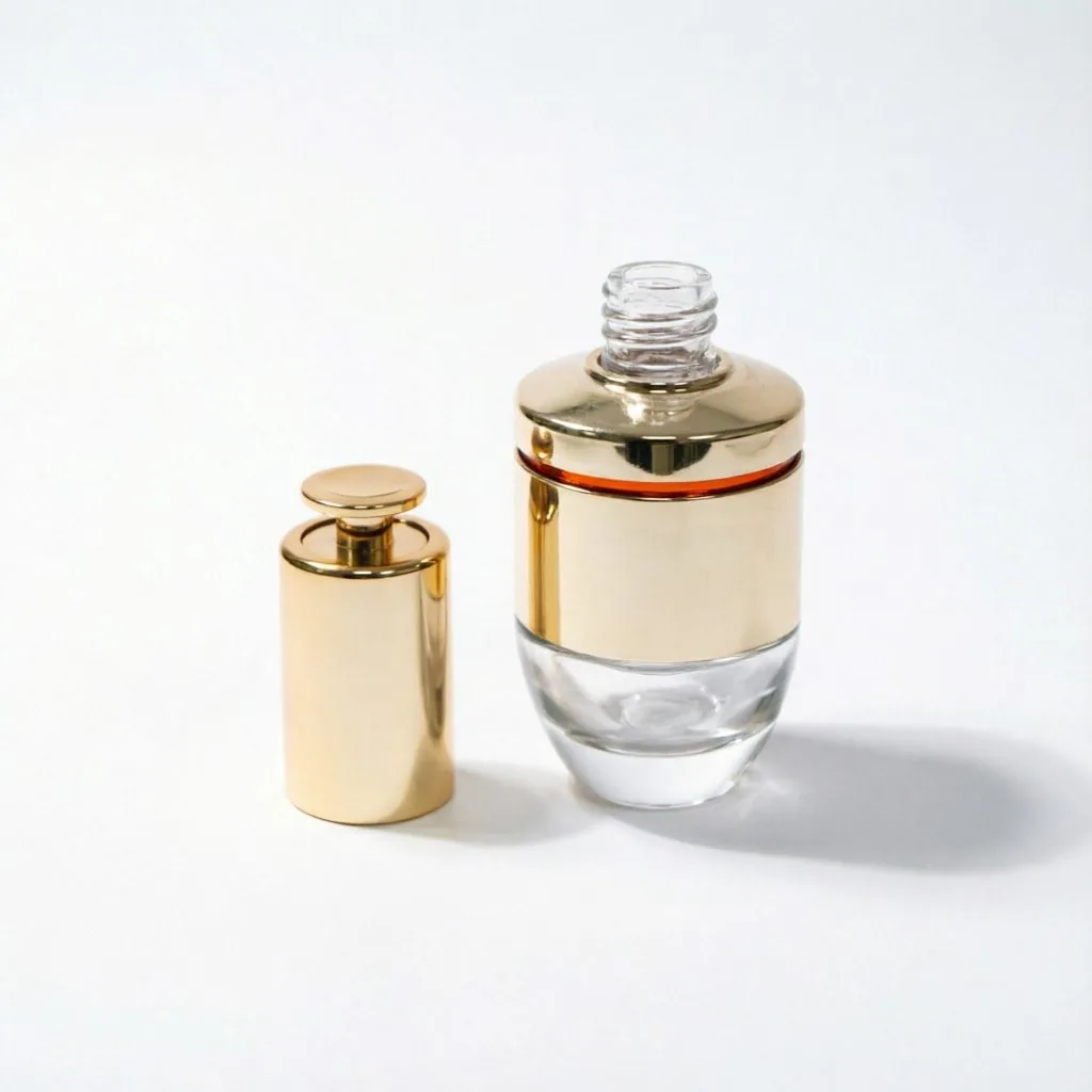 Clear Glass Serum Bottle with Gold Pump