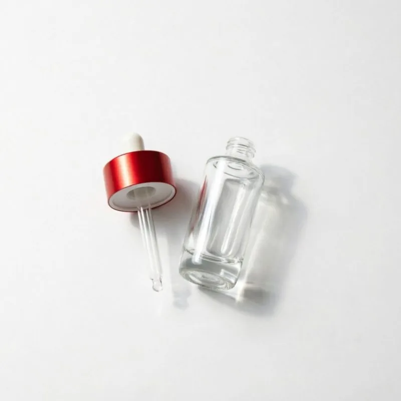 Clear Glass Dropper Bottle with Red Cap