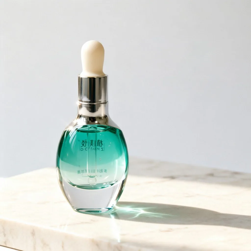 Aqua Blue Glass Serum Dropper Bottle