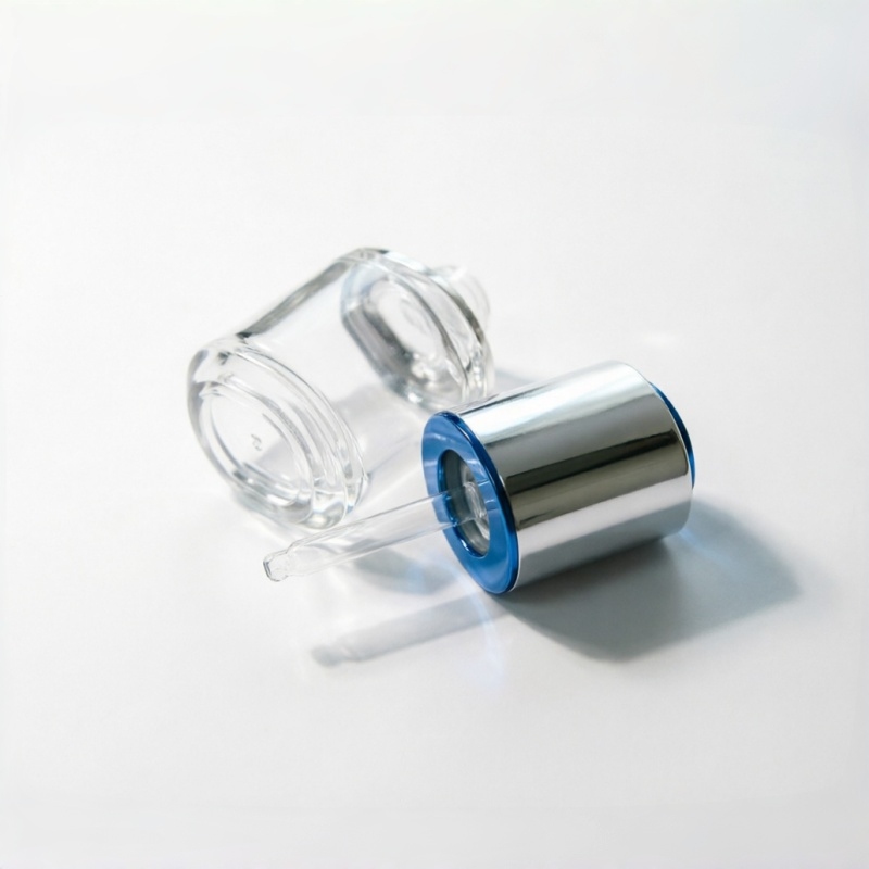 30ml klar Glas-Tropfflasche mit Blue Silver Cap
