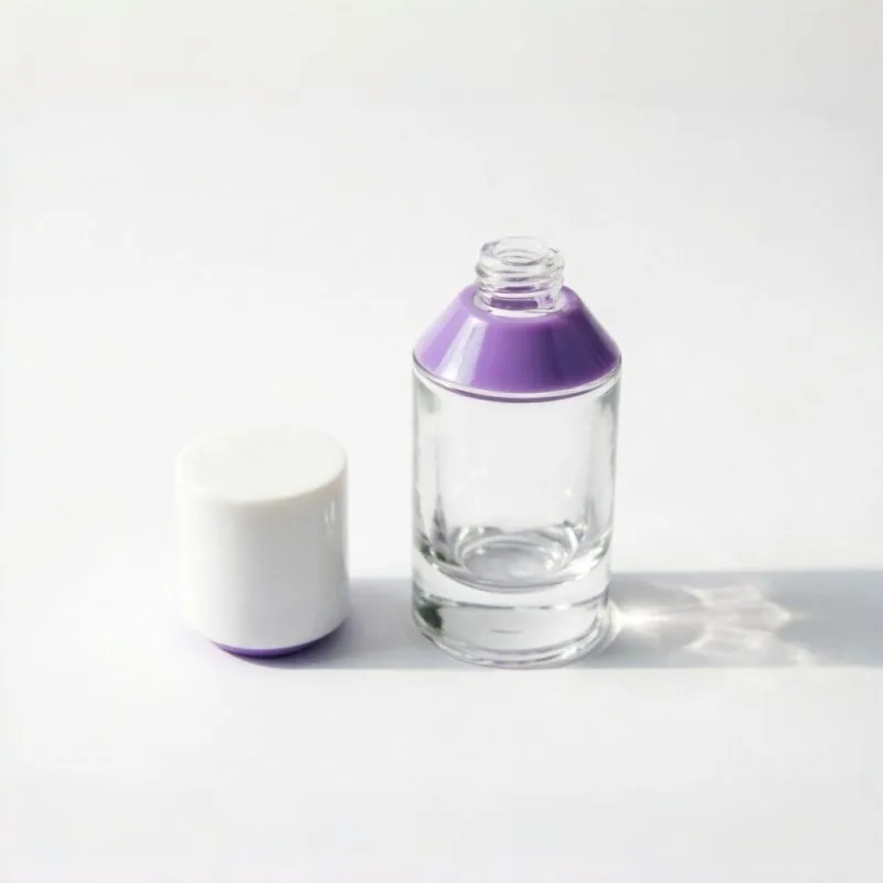 Purple Bottleneck 투명 Glass Cosmetic Bottle 포함 Artistic Cap 15ml 30ml