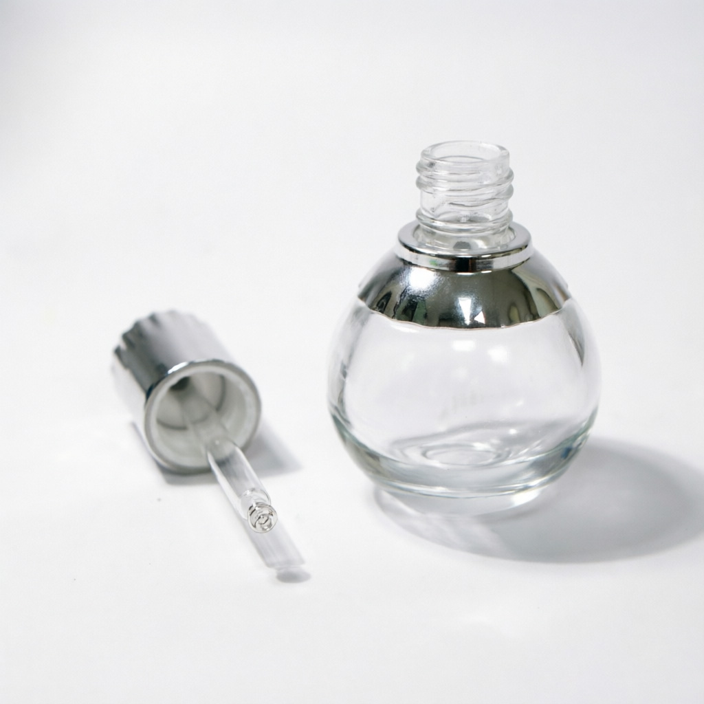 Round Glass Aromatherapy şişe with Silver Cap 30ml