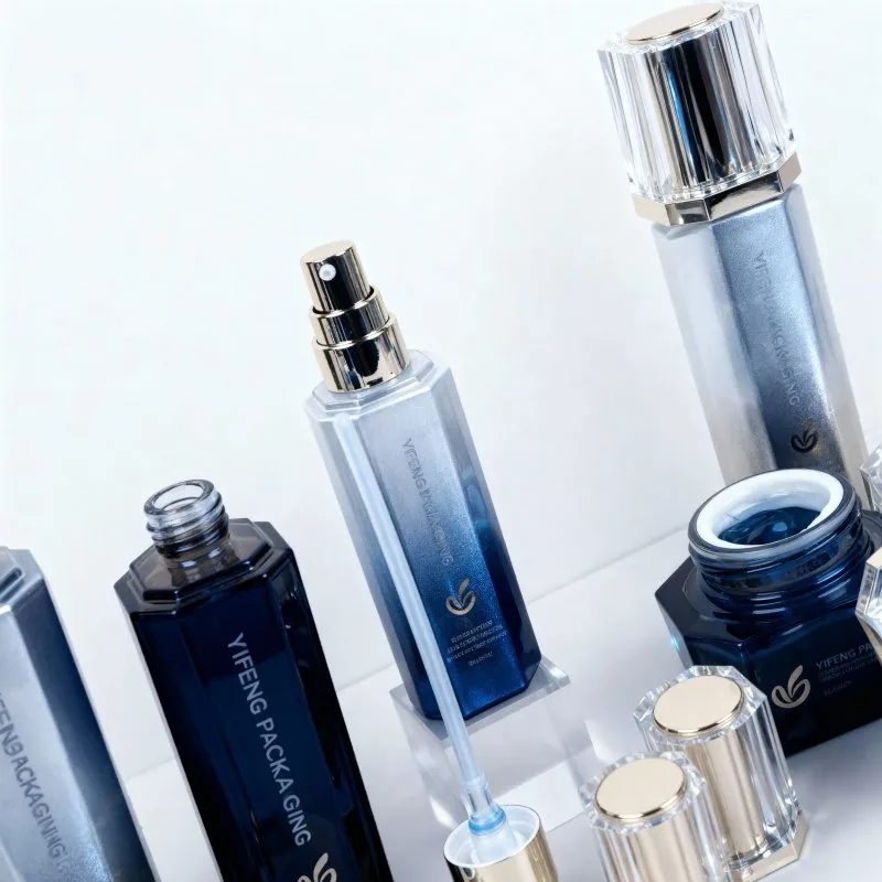 30ml 50ml Customized Cosmetic Bottles Face Cream Jars Multi-Faceted Glass Bottles
