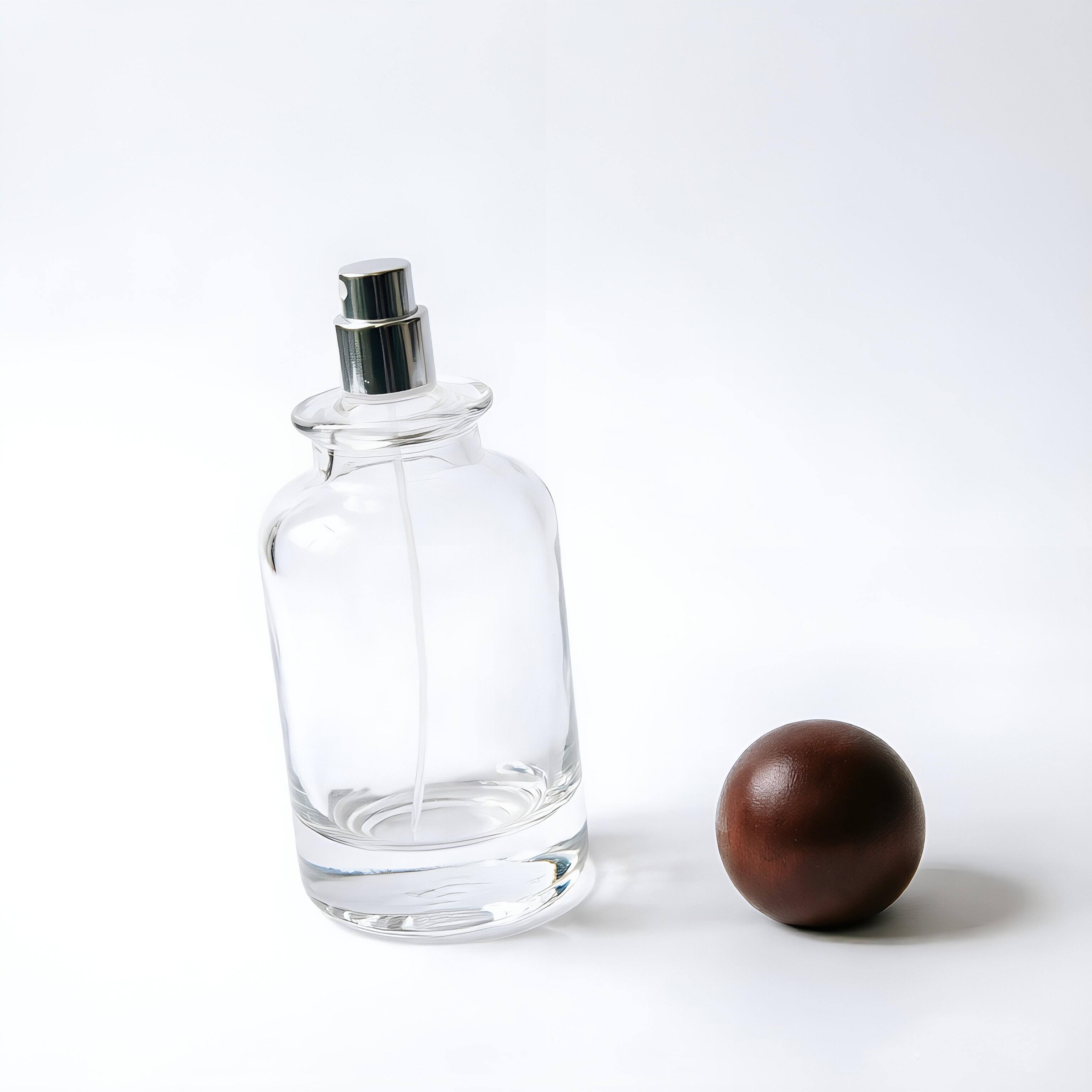 Clear Round Glass Perfume Bottle with Colorful Ball Cap 30ml 50ml 100ml