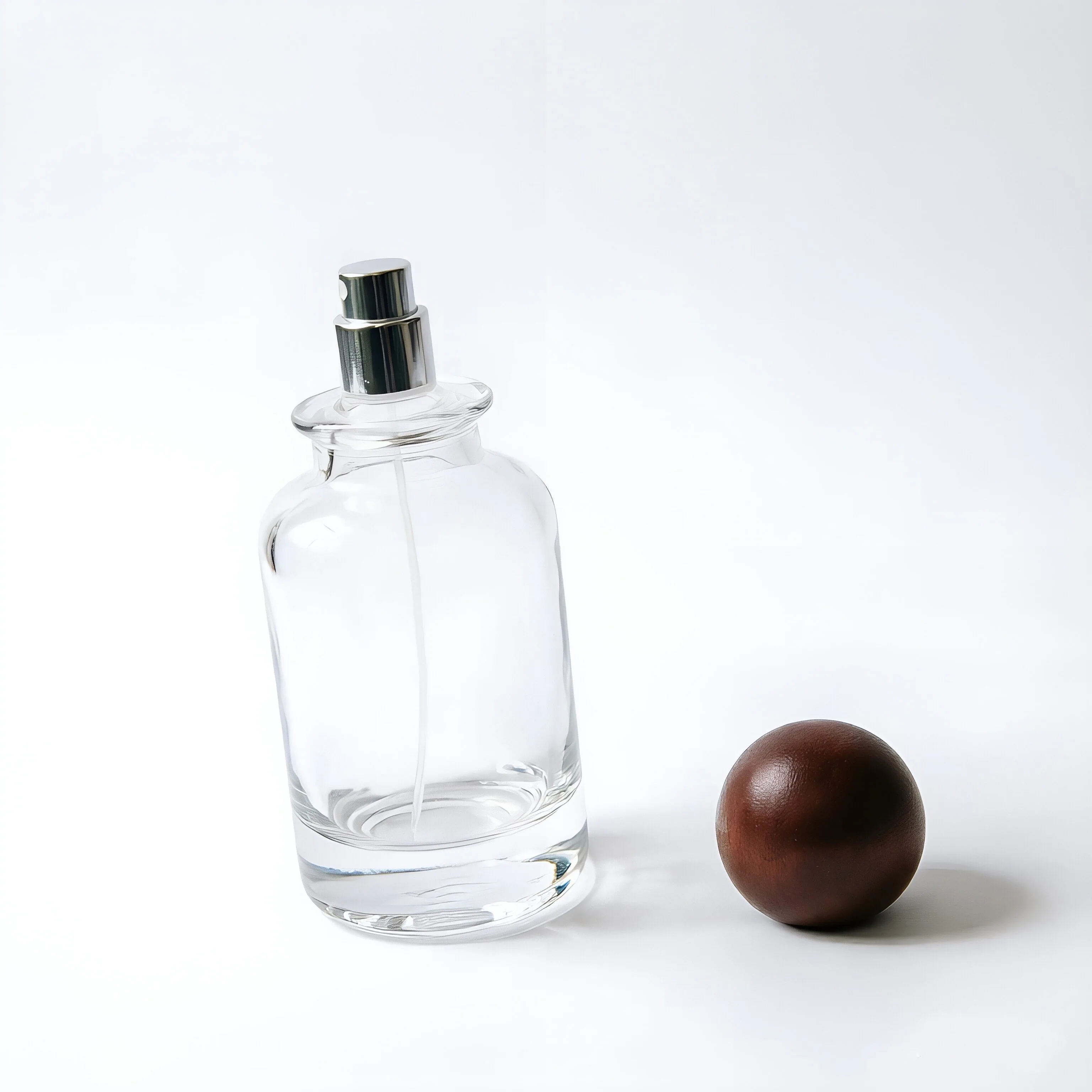 Clear Round Glass Perfume Bottle with Colorful Ball Cap 30ml 50ml 100ml