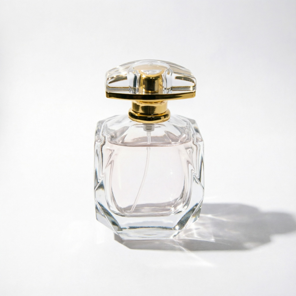 Octagonal Glass Perfume Bottle with Gold Cap 50ml