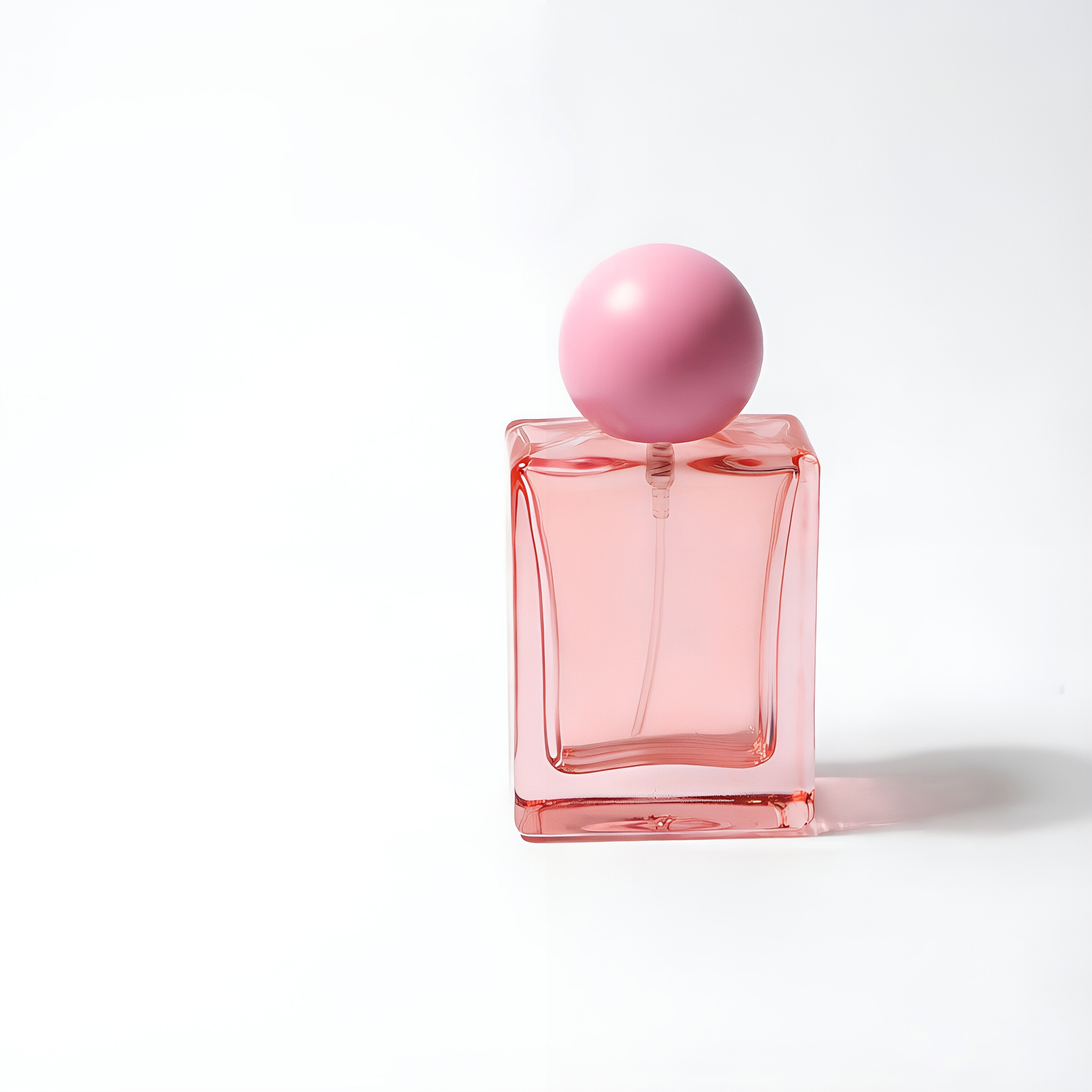 Pink Square Glass Perfume Bottle with Ball Cap 50ml
