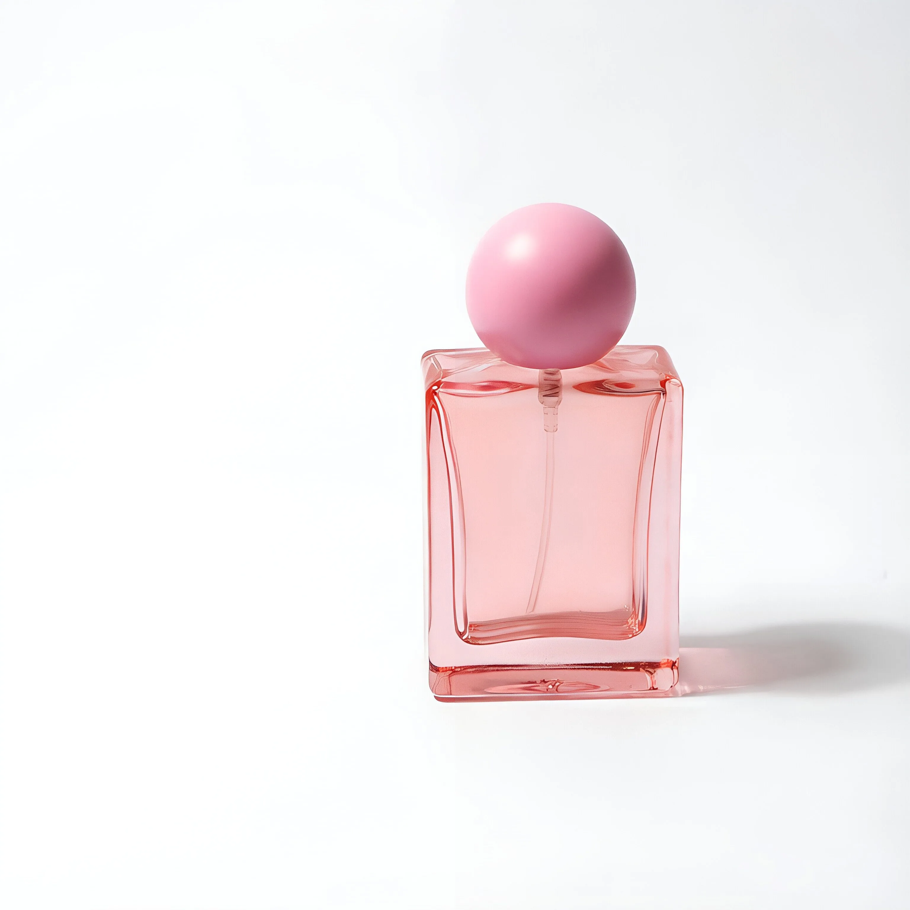 Pink Square Glass Perfume Bottle with Ball Cap 50ml