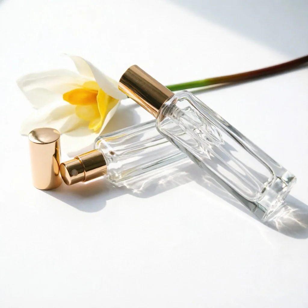 Beveled Rectangular Glass Perfume Bottle with Gold Cap 5ml 8ml 15ml 30ml 50ml