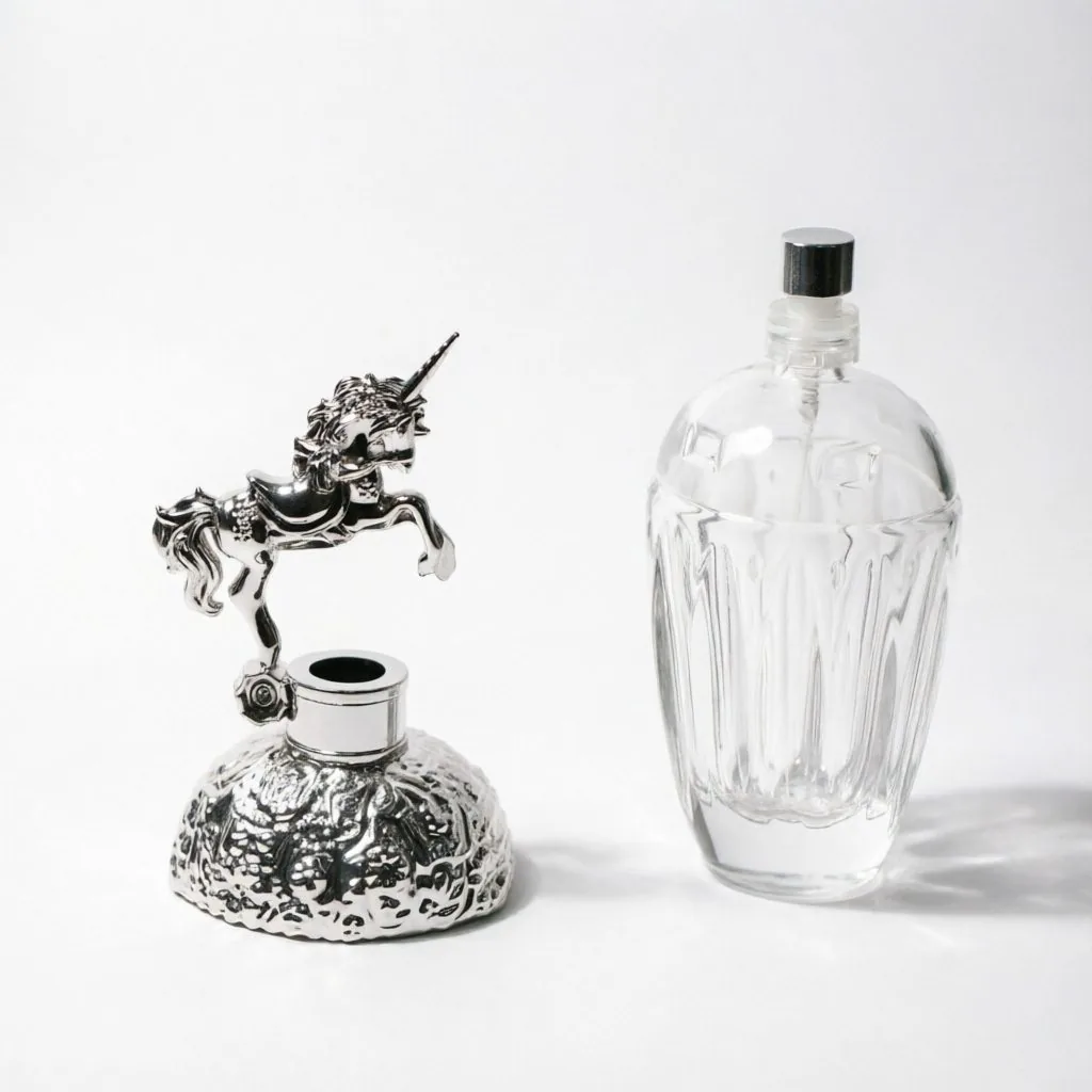Embossed Glass Perfume Bottle with Unicorn Cap 100ml