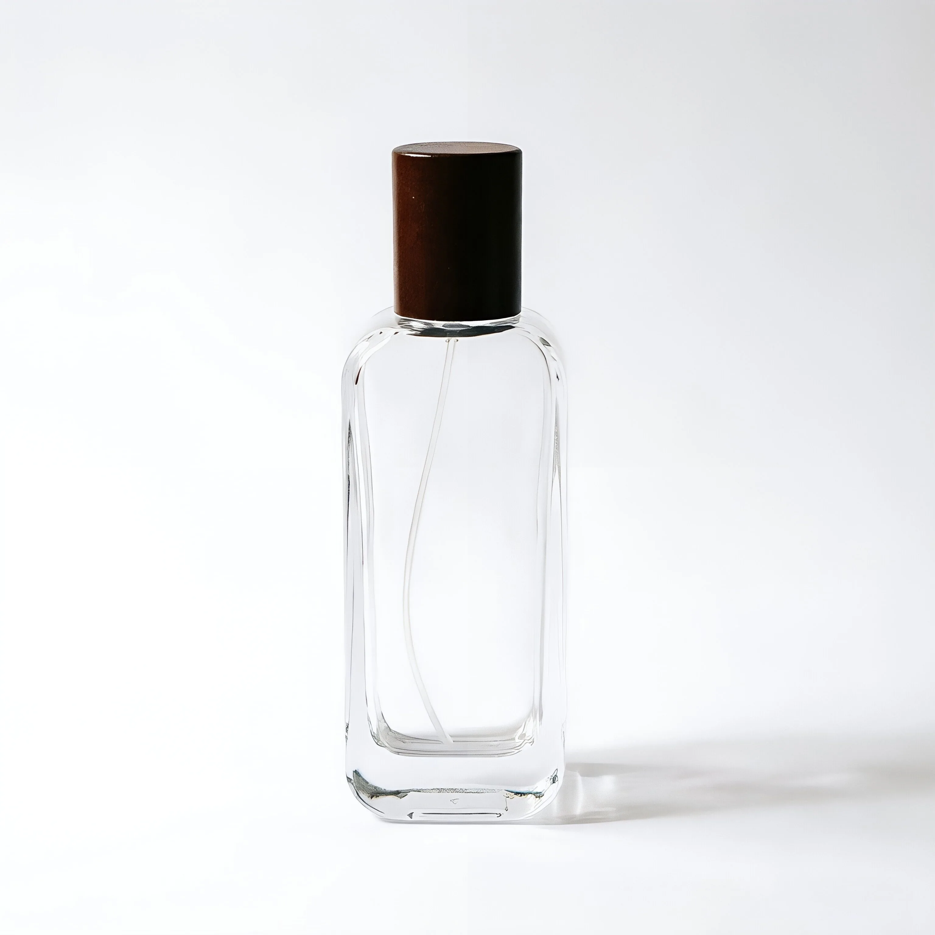 Tall Rectangular 투명 Glass 향수 병 포함 Wooden Cap 50ml