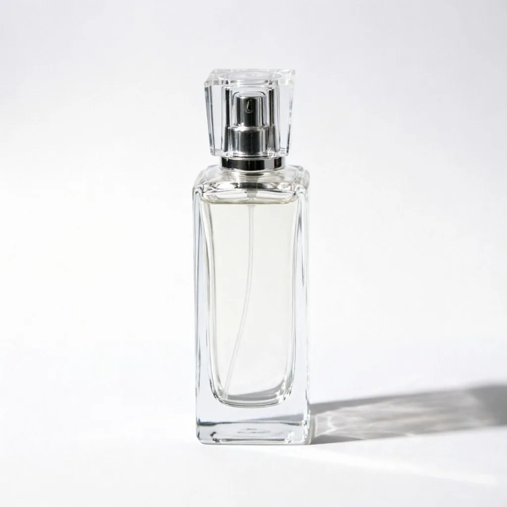 Tall Rectangular Clear Glass Perfume Bottle with Silver Square Cap 50ml