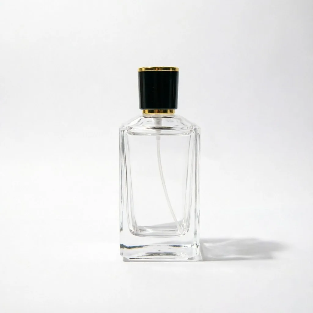 Classic Square Glass Parfümflasche mit Black Gold Cap 30ml 50ml 100ml