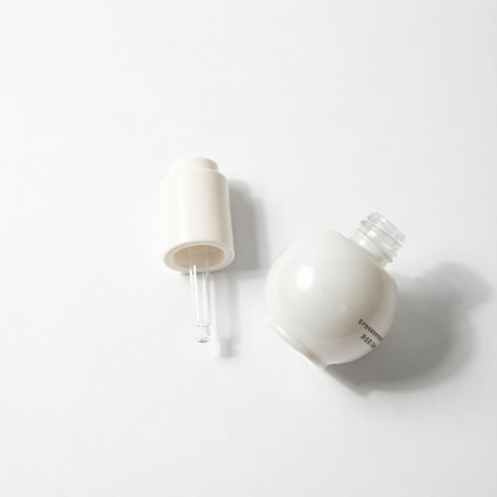 Pearl White Round Glass Essence Pump Bottle