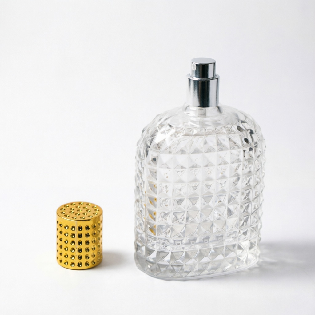 Embossed Glass Perfume Bottle with Diamond Cap 30ml 50ml 100ml