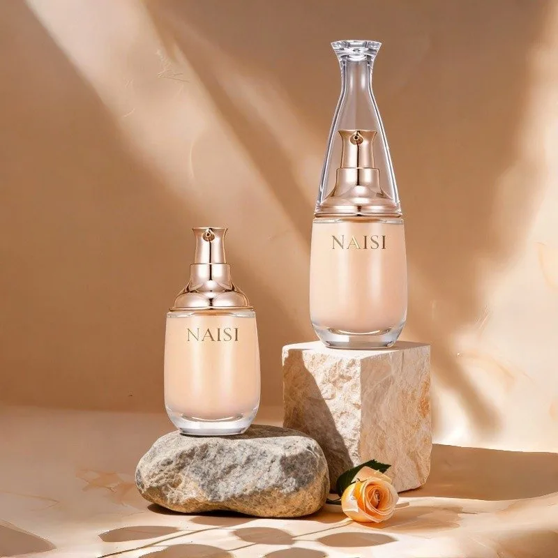 40ml oval şeffaf cam şişe Fondöten sıvı şişesi