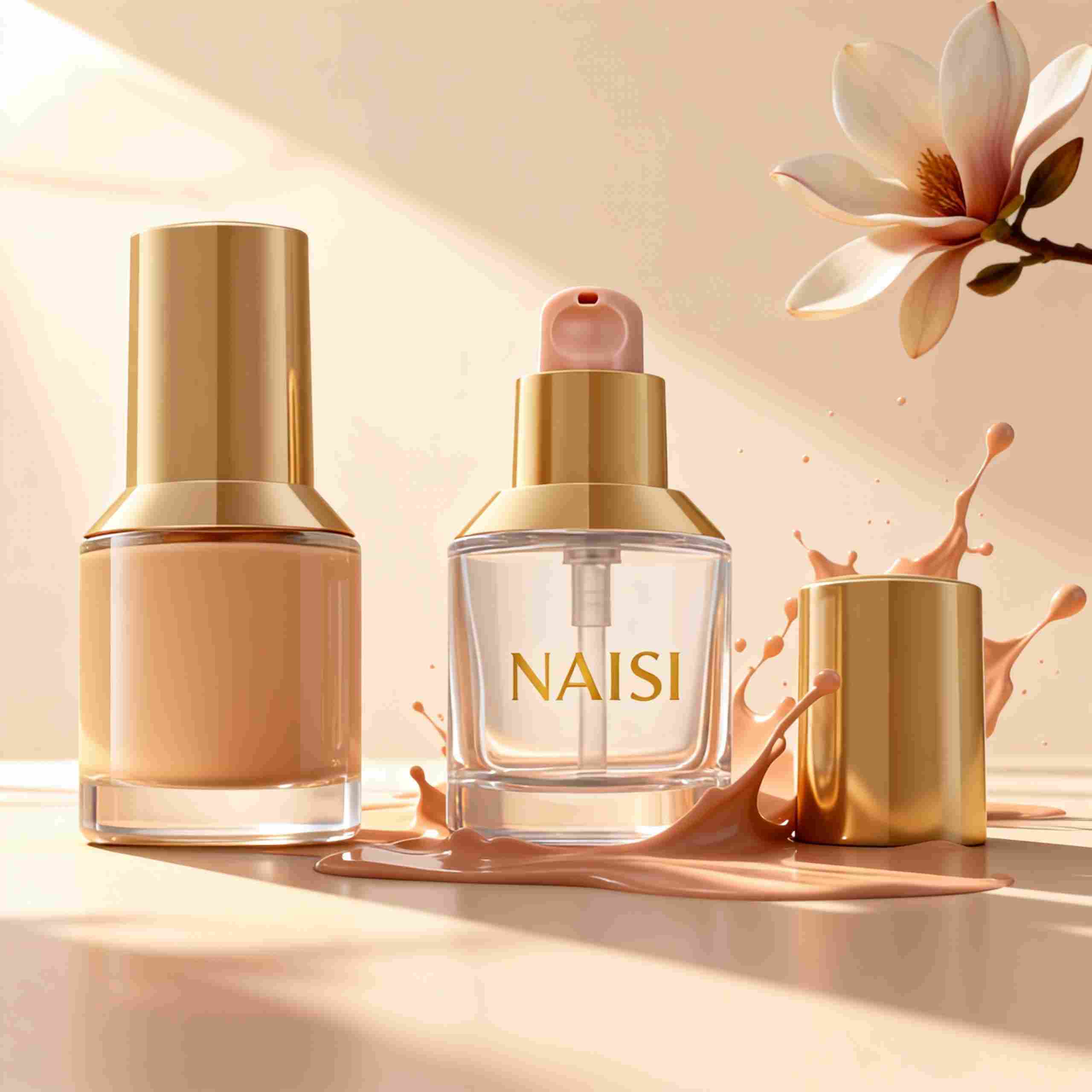 NS-F006 Yellow cap 30ml Empty Liquid Foundation glass Bottle