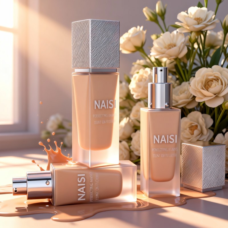 NS-F008 Square 30ml Cosmetic Foundation Lotion Pump Bottle