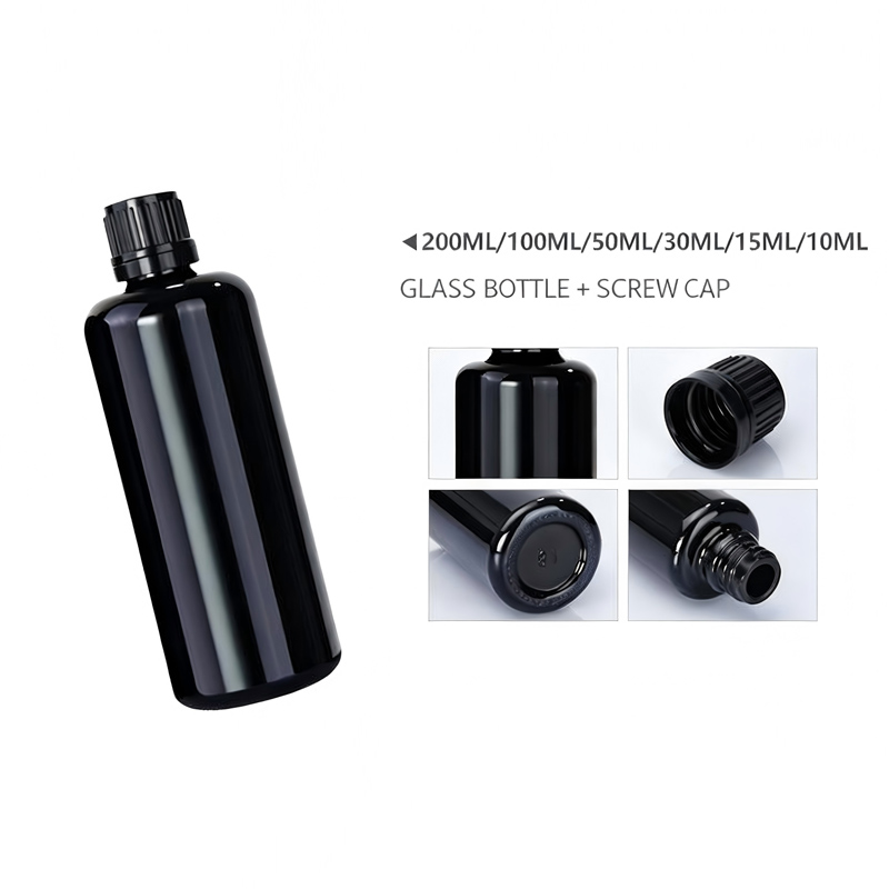 NS-B001 10ml 15ml 30ml Small Black Boston Round GlassBottle With Dropper Cap