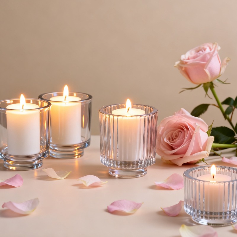 NS-L001 Vertical striped thick-bottomed glass candle cup