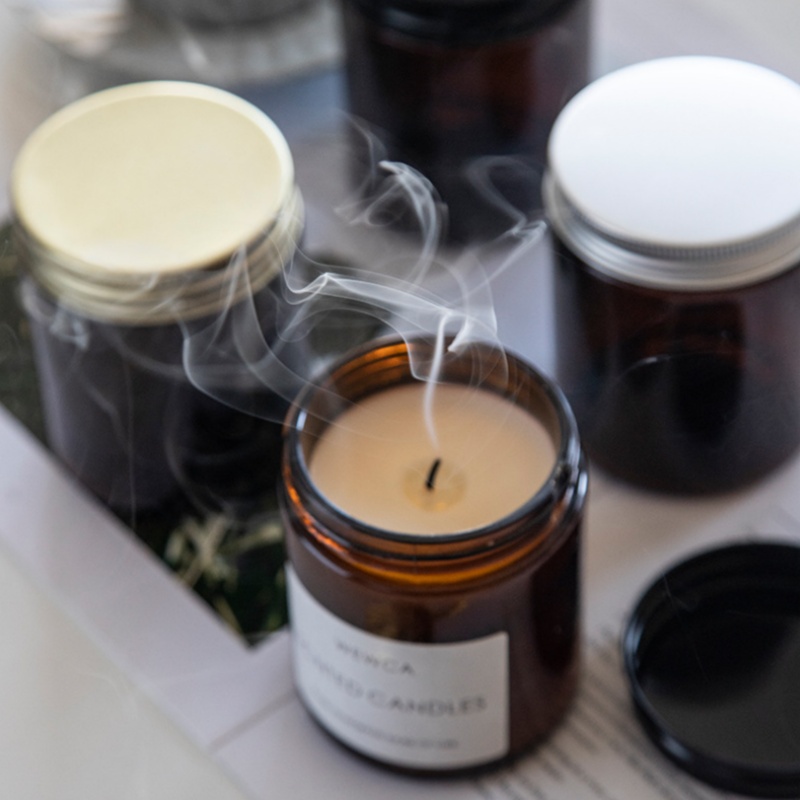 NS-L010 Brown 10oz Premium Glass Candle Jar