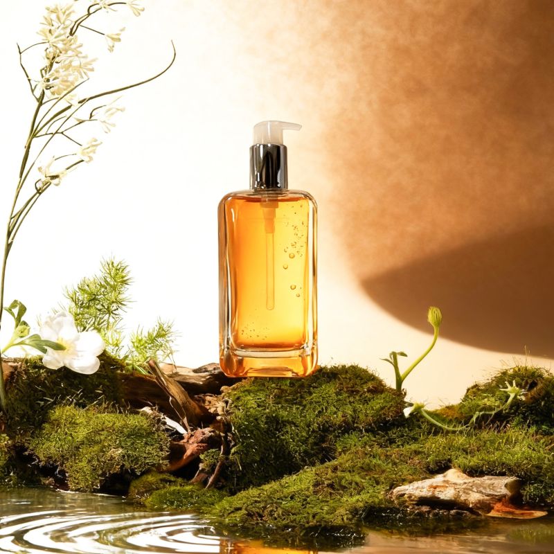 NS-029 250ml 8oz Large Capacity Square Essential Oil Spray Pump Bottle