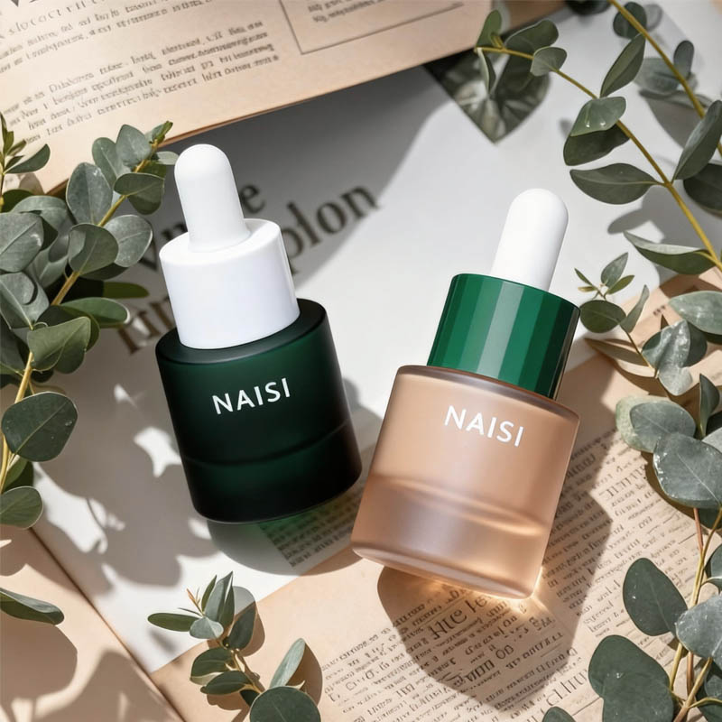 NS-D0013 Green Glass 20ml Dropper Bottles Glass Thick Bottom Pipette Bottle