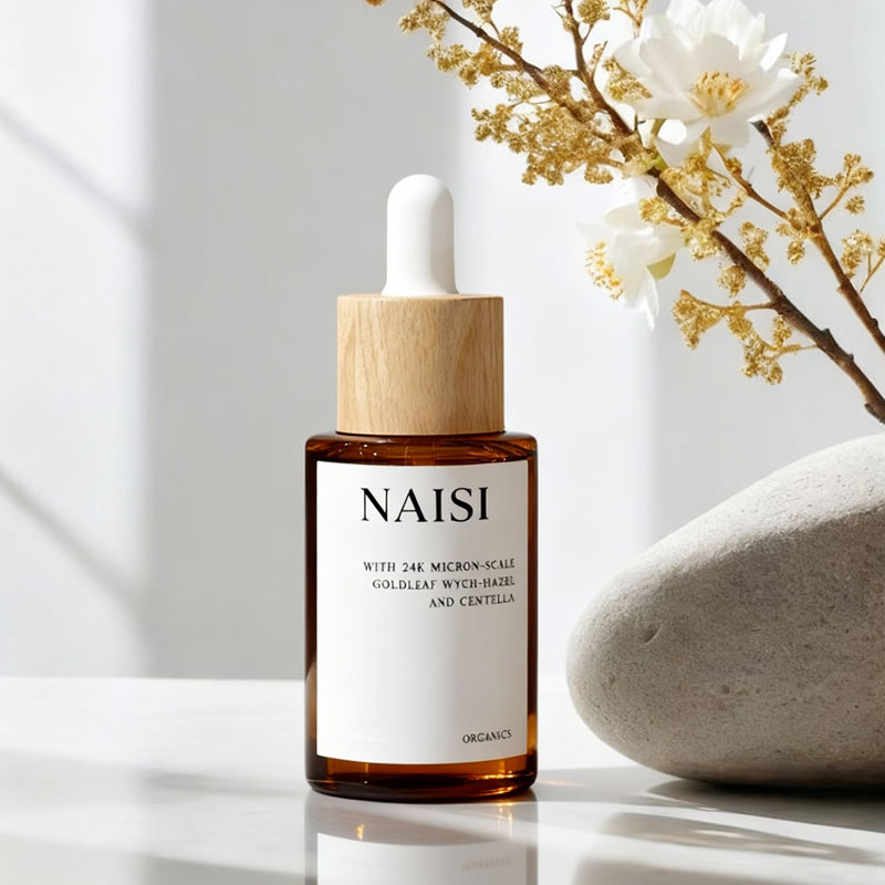 NS-D008 Bamboo and wood covered glass essential oil bottles in sizes of 10ml, 20ml, 30ml, 50ml - sample bottles for essential oil liquids