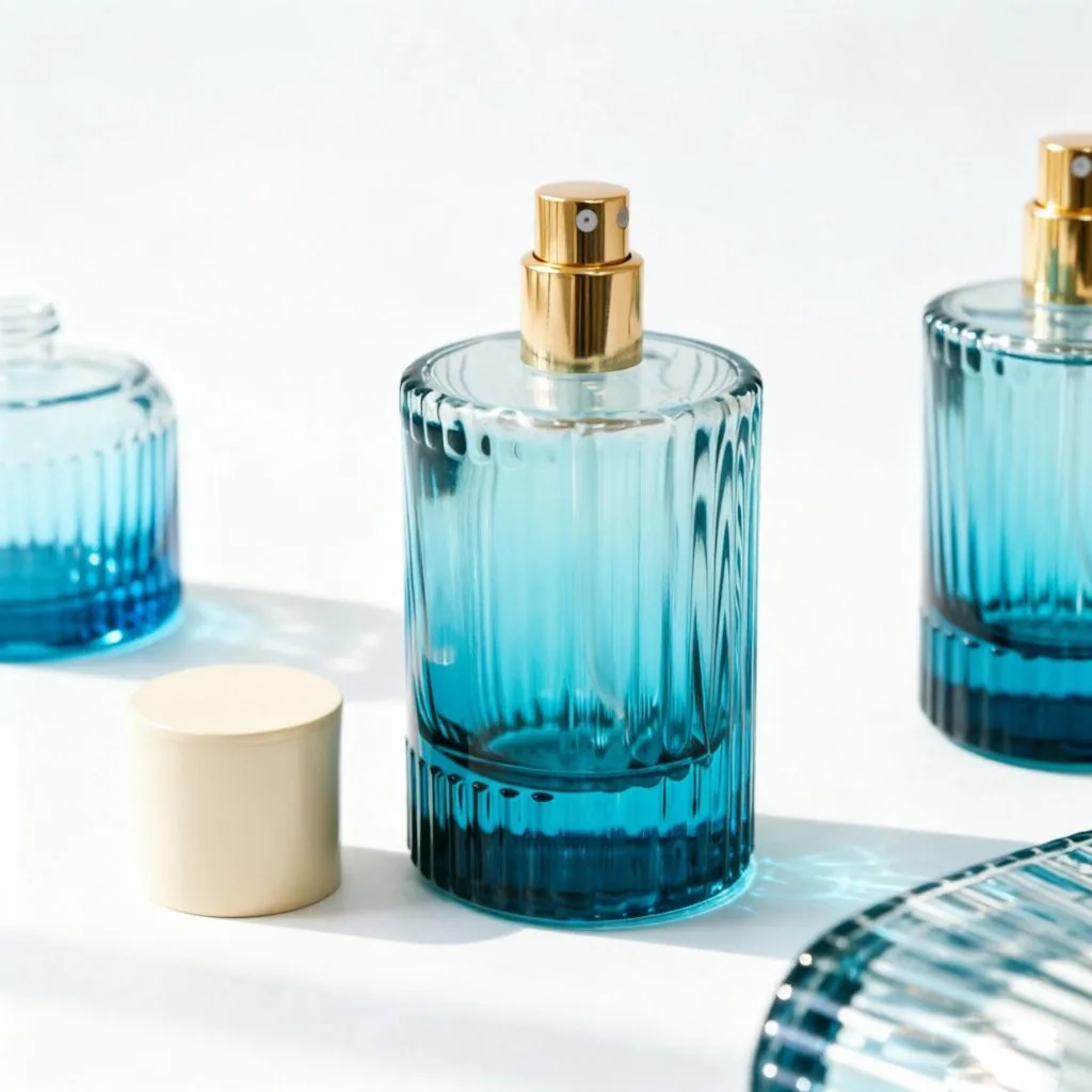 Clear Perfume Bottle with Gold Collar