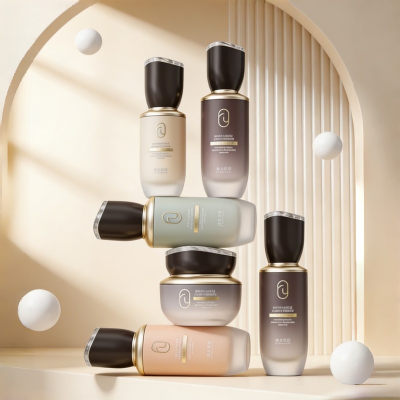 Champagne Gold Cylindrical Skincare Bottle Set 100ml 150ml 50g