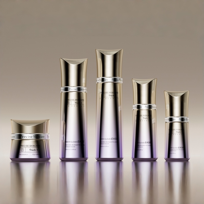 Frosted Green Square Glass Skincare Bottle Set