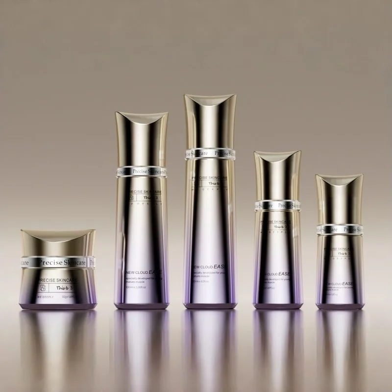 Frosted Green Square Glass Skincare Bottle Set