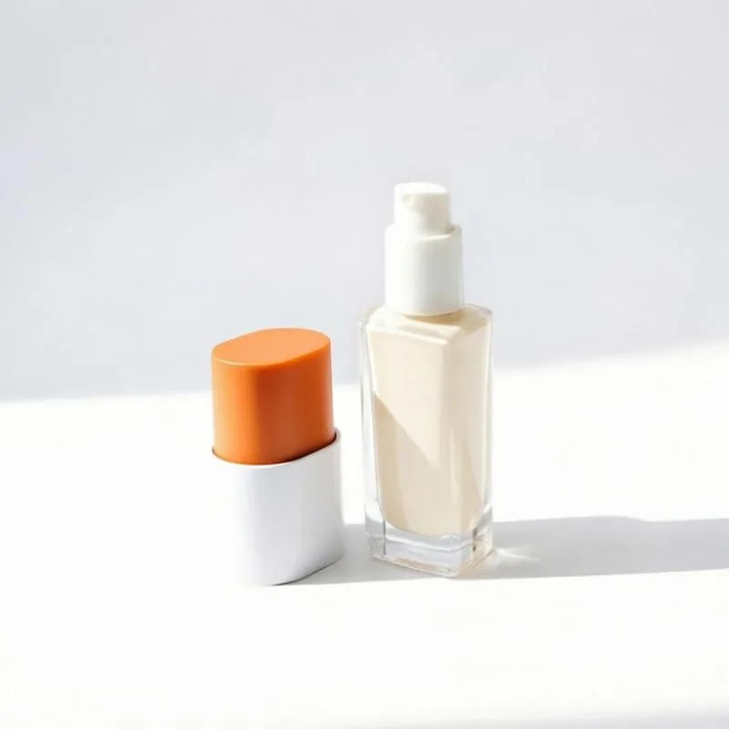 30ml Clear Cylindrical Glass Foundation Bottle with Orange Matte Cap