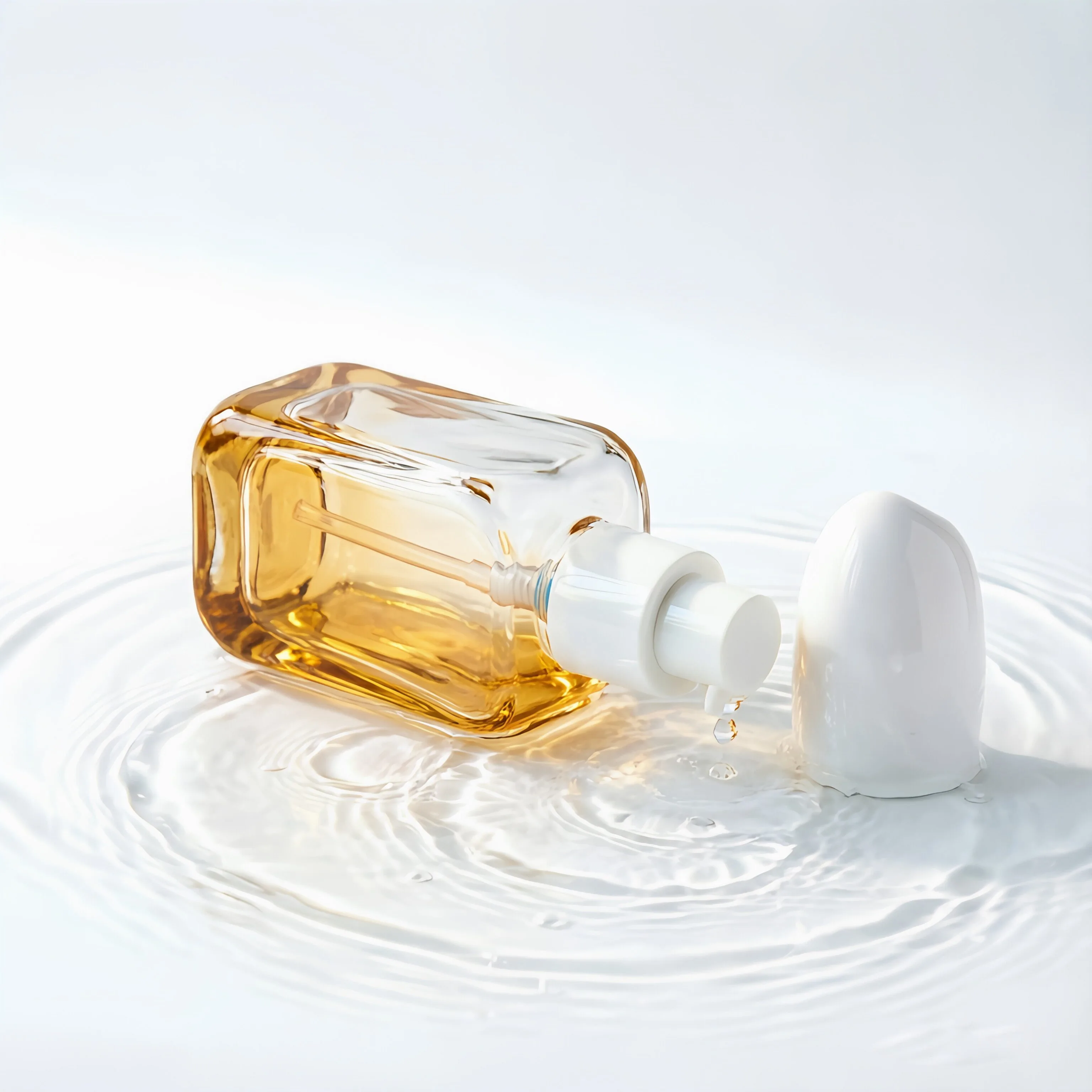 Clear Glass Perfume Oil Bottle with Gold Base