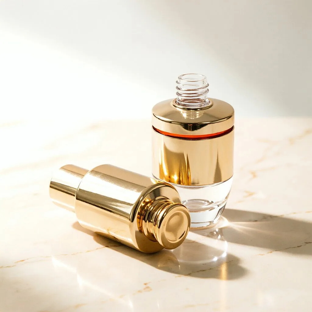 Clear Glass Serum Bottle with Gold Pump