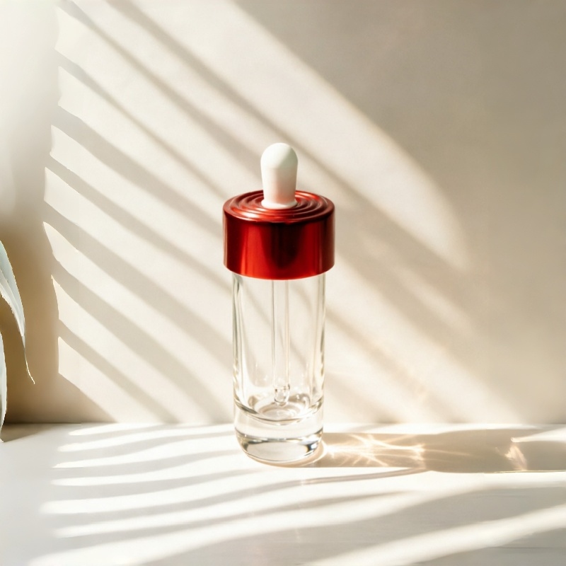 Clear Glass Dropper Bottle with Red Cap